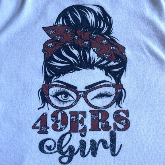 San Francisco 49ers Womens Shirt Messy Bun Plus Size 2X White Football Niners - Picture 3 of 8